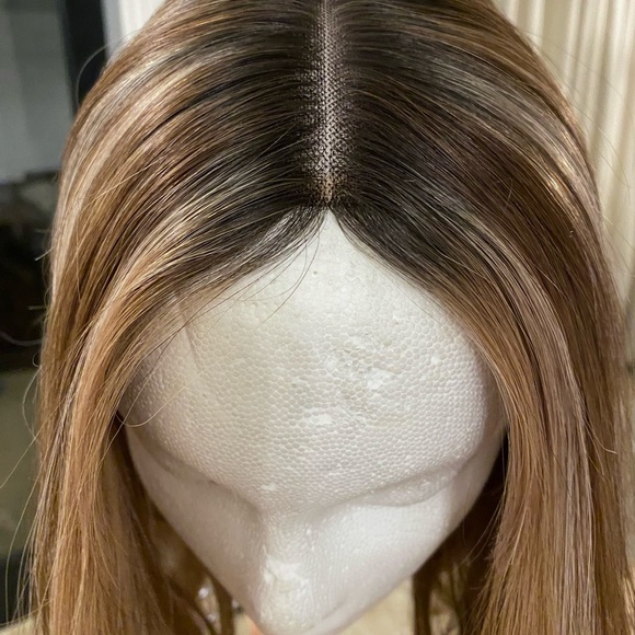 100% Remy Human Hair Uniwigs brand Hair Topper Brown with highlights NEW !!!! - Picture 4 of 11